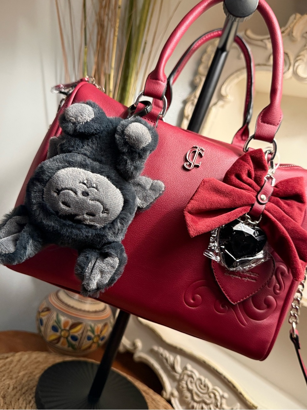 Juicy Couture Halloween Satchel Handbag with Bow and Heart Charm